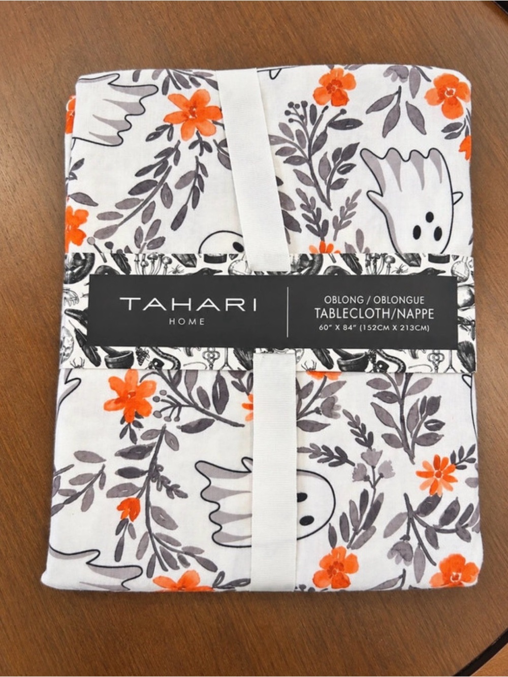 NWT Adorable fall ghostie table cloth from Tahari 60×84